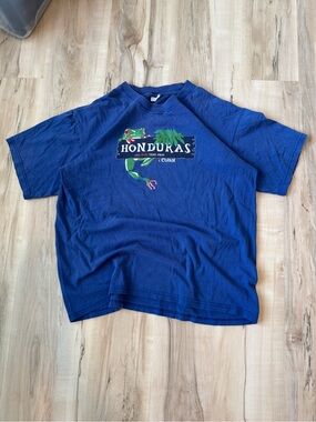 Vintage‎ Elements Honduras Red Eyes Tree Frog T Shirt Mens Large Blue Copan Tee